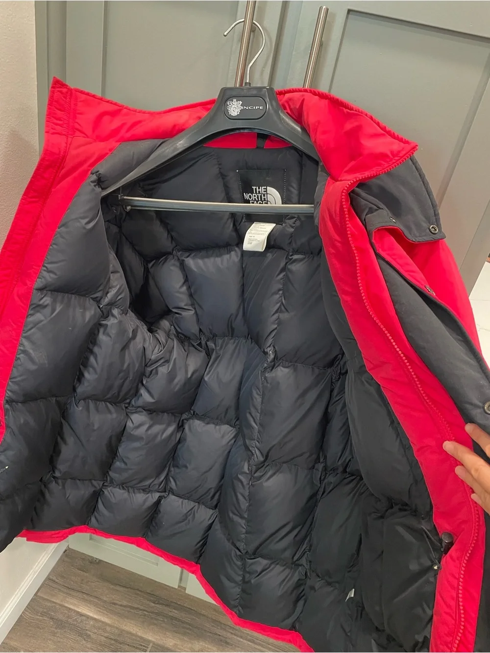 The North Face vintage Red Puffer Jacket with Black Collar